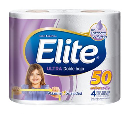 PAPEL HIGIENICO ELITE DOBLE HOJA 4 UNIDADES 50 MT