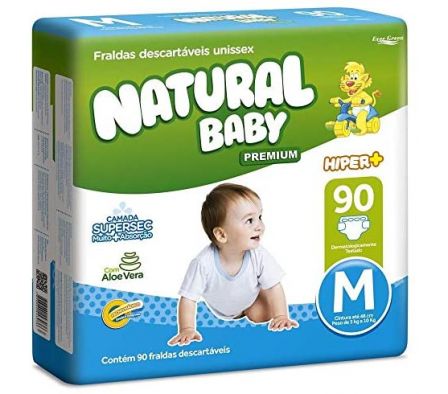 PAÑAL NATURAL BABY PREMIUM HIPER MED X 90 UNIDADES