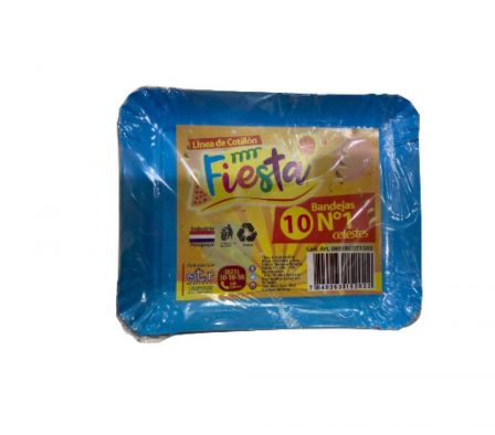 BANDEJA FIESTA N°1 CELESTE x10un