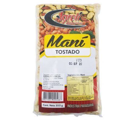 MANI TOSTADO A GROLI SIN SAL 300  GR
